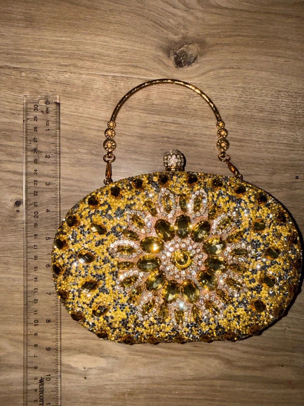 Brand new Yellow and gold beaded and blinged out purse